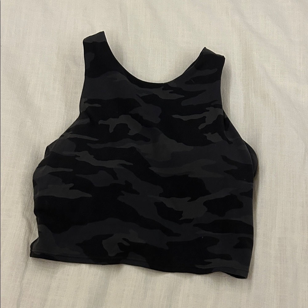 Athleta Black Camouflage Crop Top
